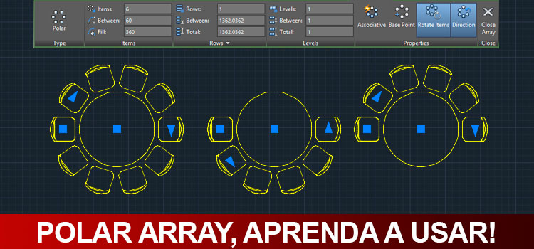 100 DICAS DE AUTOCAD!!! 28 array-polar