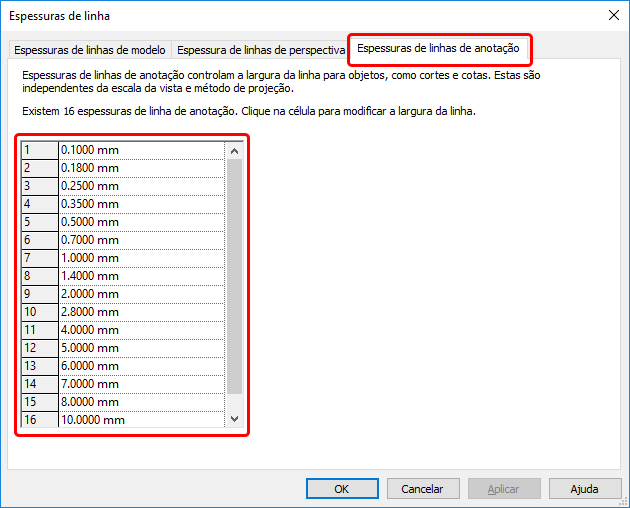 Peso gráfico e espessura de linha - Revit 11 peso-gráfico-e-espessura-de-linha
