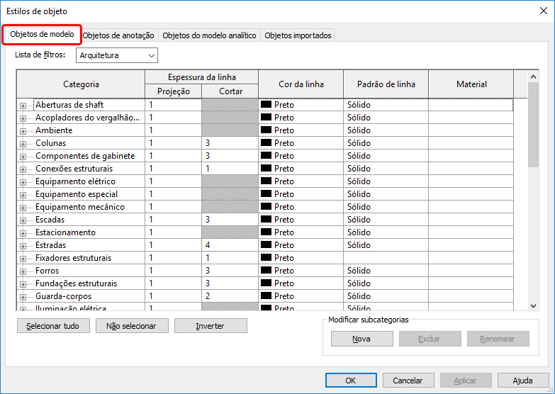 Peso gráfico e espessura de linha - Revit 13 peso-gráfico-e-espessura-de-linha