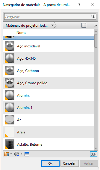 Expandir navegador de materiais - Revit 2 expandir-janela-de-materiais