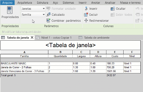 Formatação de tabelas - Revit 10 formatação-de-tabelas
