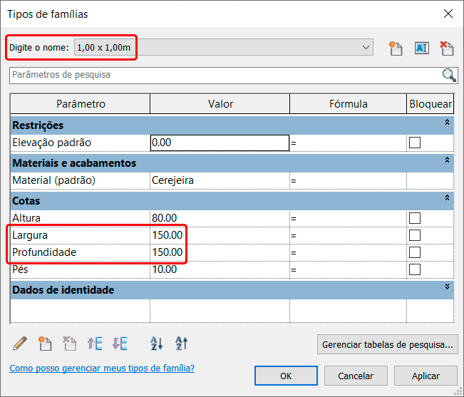 Múltiplos tipos de família - Revit 12 múltiplos-tipos