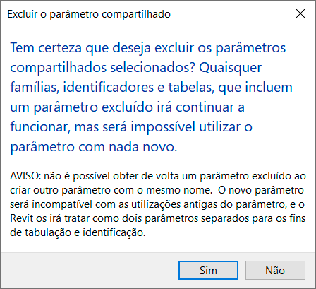 Parâmetros compartilhados - Revit 23 parâmetros