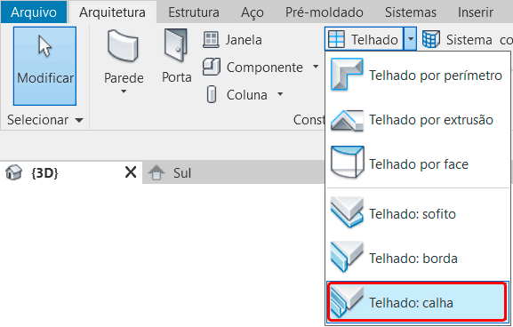 Telhado Revit - Calha 7 telhado-calha