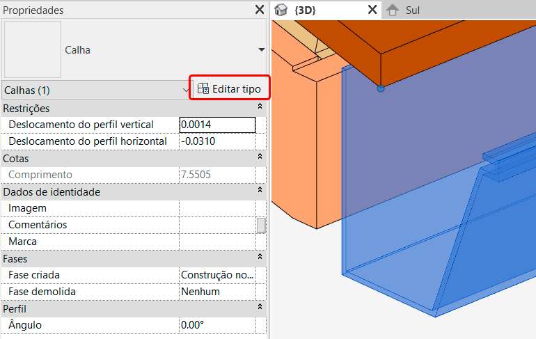Telhado Revit - Calha 17 telhado-calha