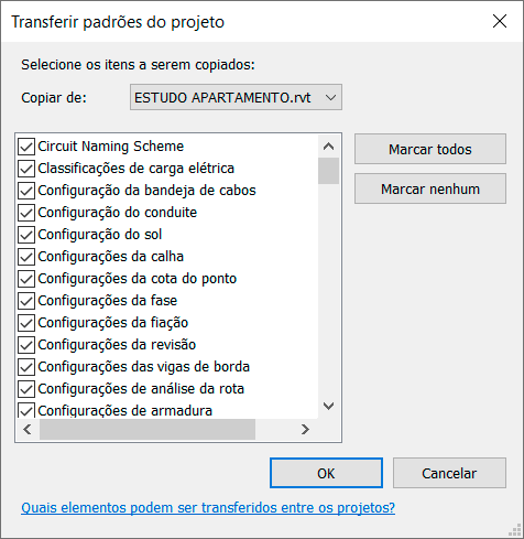 Transferir padrões de projeto - Revit 5 transferir-normas
