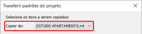 Transferir padrões de projeto - Revit 6 transferir-normas