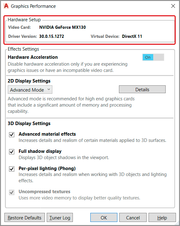 Nvidia geforce best sale mx130 autocad