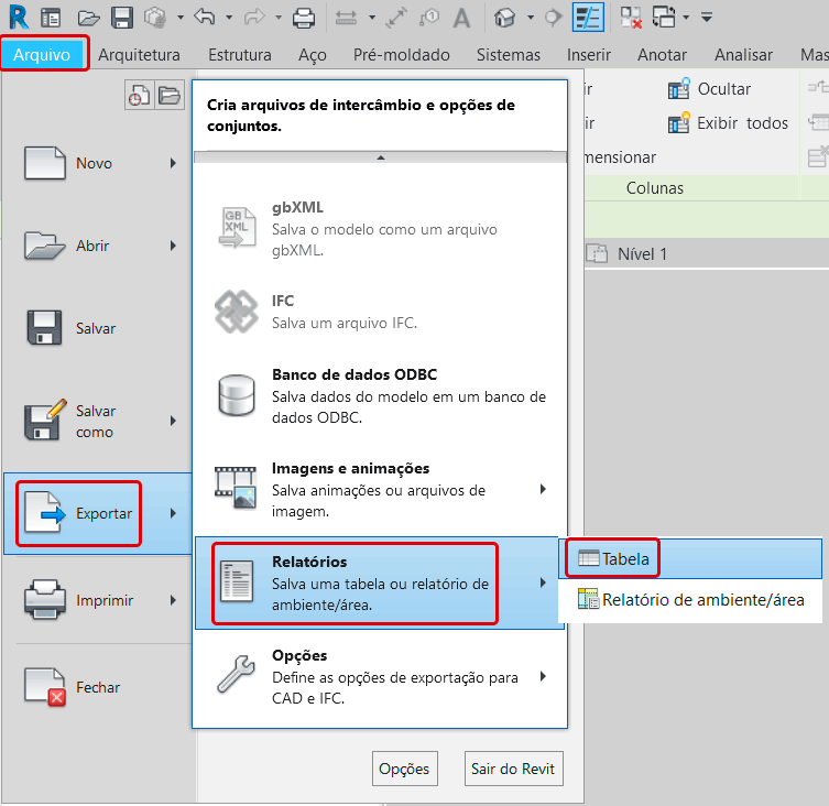 Exportar Tabelas Revit X Excel Qualificad