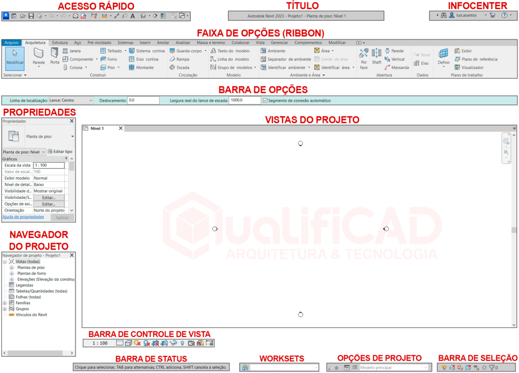 Conheça a interface do Revit - Aprenda agora! QualifiCAD!