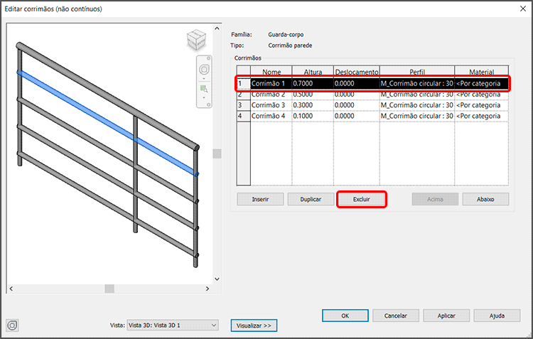 Corrimão de parede - Revit 12 corrimão-de-parede