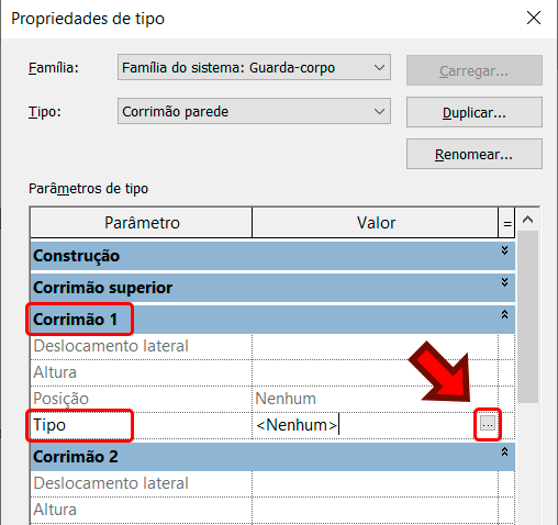 Corrimão de parede - Revit 20 corrimão-de-parede
