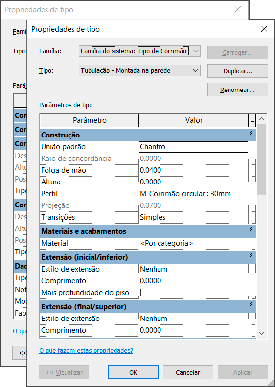 Corrimão de parede - Revit 21 corrimão-de-parede