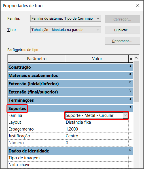 Corrimão de parede - Revit 22 corrimão-de-parede