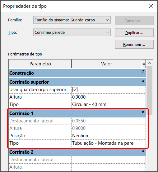 Corrimão de parede - Revit 25 corrimão-de-parede