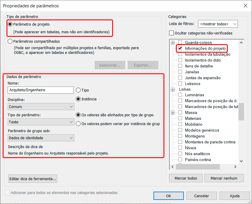 Parâmetros de projeto - Revit 68 parâmetros-de-projeto