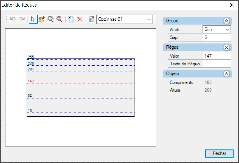 Réguas no Promob 7 réguas