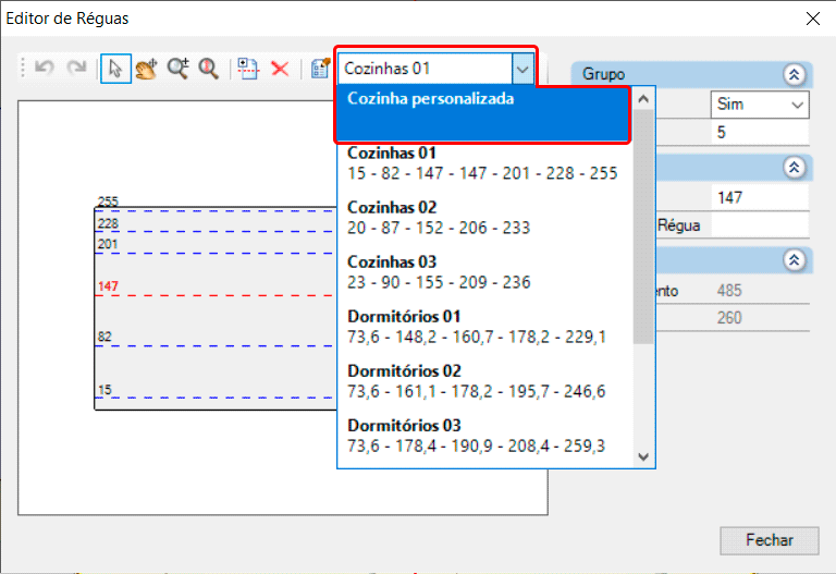 Réguas no Promob 12 réguas