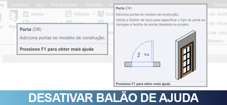 Desativar balão de ajuda no Revit