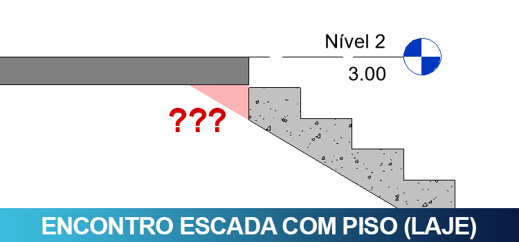Encontro escada com piso no Laje