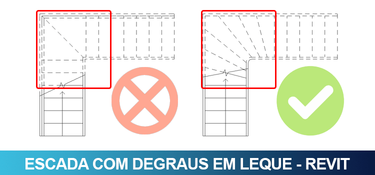 Escada com degraus em leque no Revit