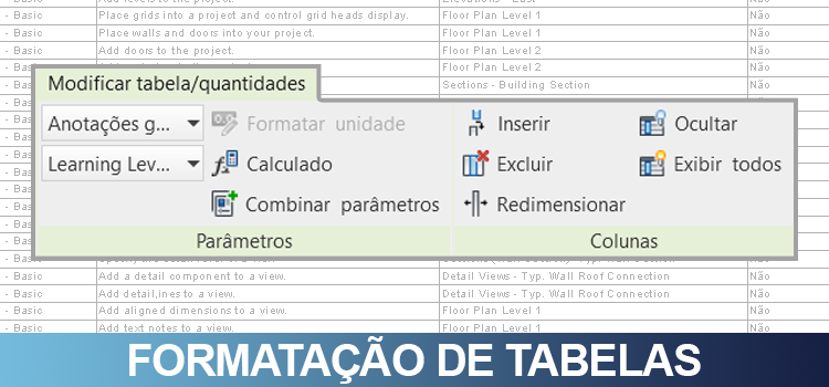 Tabelas no Revit – Formatação
