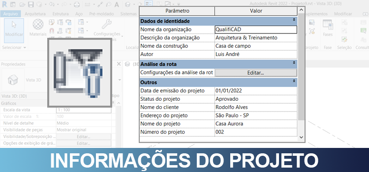 Informações do projeto no Revit