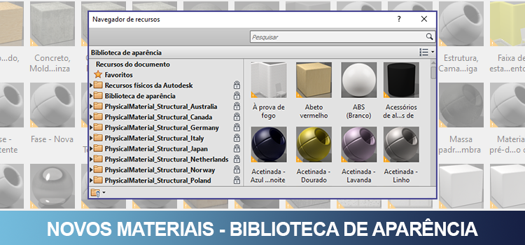 Materiais da biblioteca de aparência