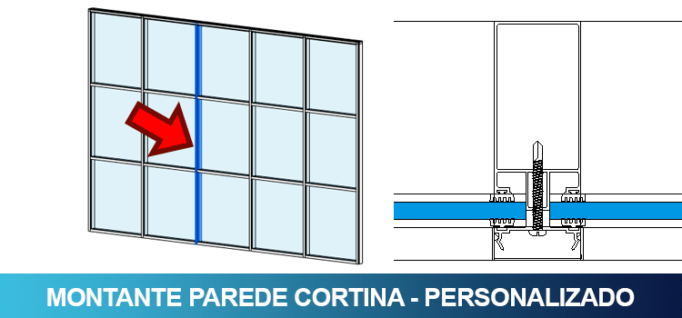 Montante parede cortina personalizado