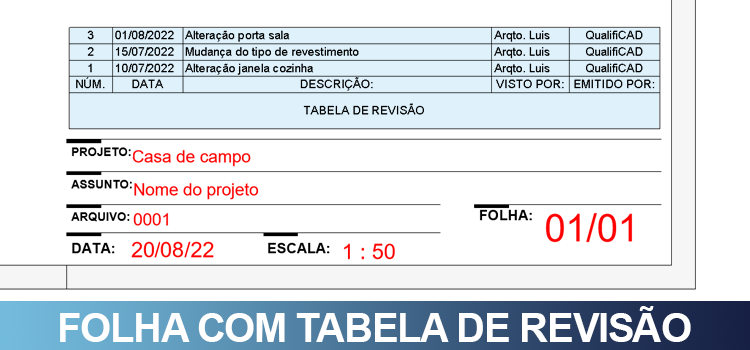 Tabela de revisão de projeto no Revit