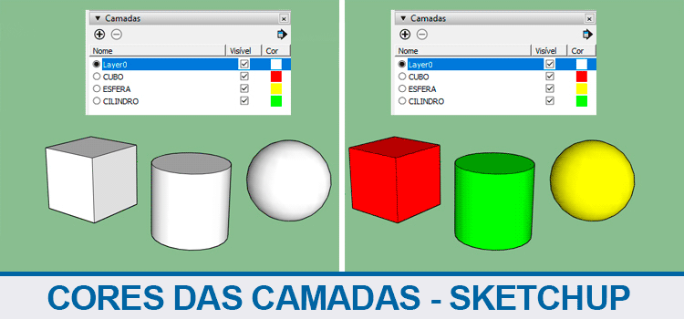 Cores das camadas sketchup