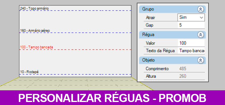 Réguas no Promob